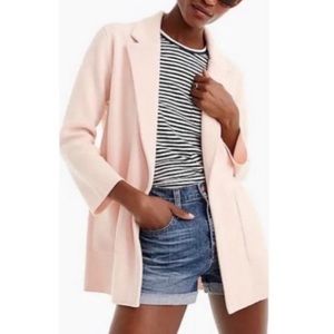 Magaschoni | Pink Wool Blend Blazer Sweater Jacket Open Front Longline | Medium